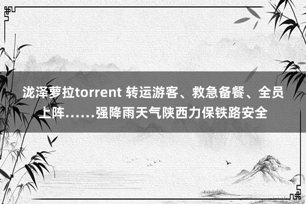 泷泽萝拉torrent 转运游客、救急备餐、全员上阵……强降雨天气陕西力保铁路安全