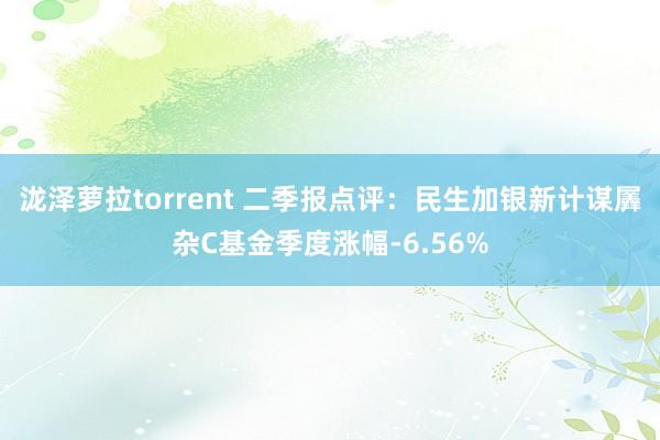 泷泽萝拉torrent 二季报点评：民生加银新计谋羼杂C基金季度涨幅-6.56%