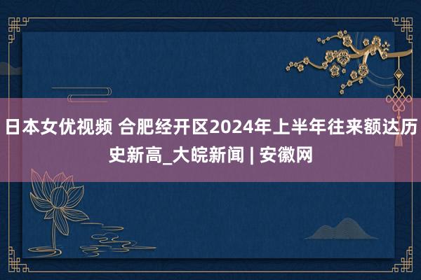 日本女优视频 合肥经开区2024年上半年往来额达历史新高_大皖新闻 | 安徽网