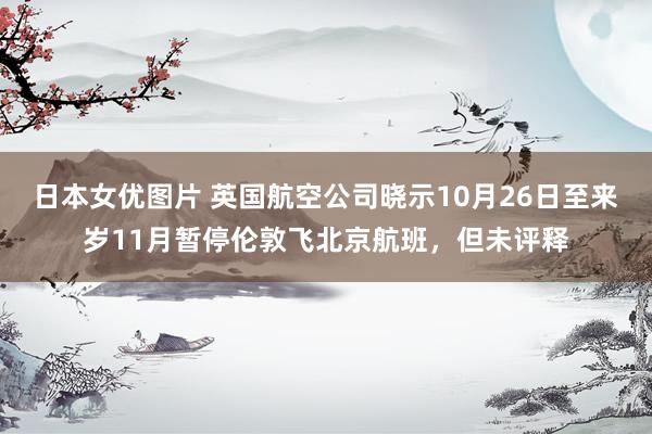 日本女优图片 英国航空公司晓示10月26日至来岁11月暂停伦敦飞北京航班，但未评释