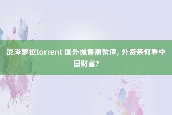 泷泽萝拉torrent 国外抛售潮暂停, 外资奈何看中国财富?