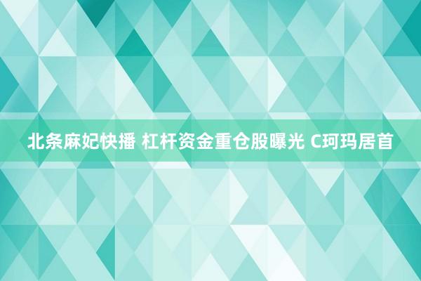 北条麻妃快播 杠杆资金重仓股曝光 C珂玛居首