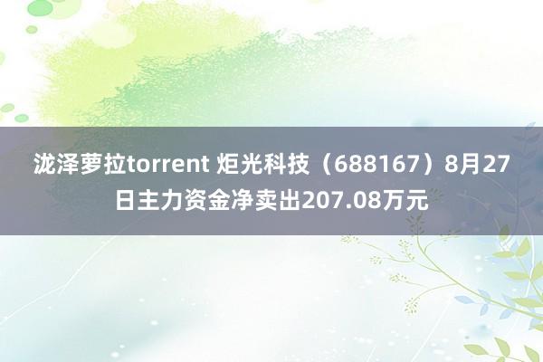 泷泽萝拉torrent 炬光科技（688167）8月27日主力资金净卖出207.08万元