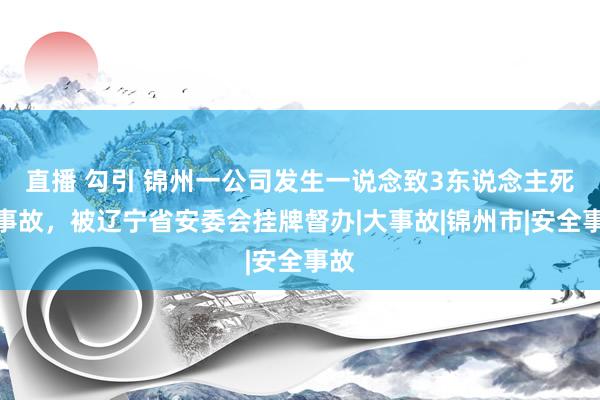 直播 勾引 锦州一公司发生一说念致3东说念主死亡事故，被辽宁省安委会挂牌督办|大事故|锦州市|安全事故