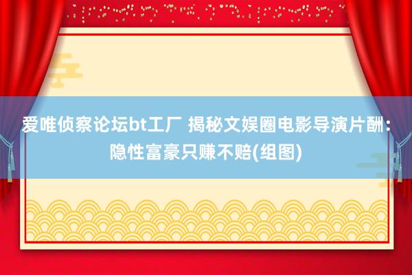 爱唯侦察论坛bt工厂 揭秘文娱圈电影导演片酬：隐性富豪只赚不赔(组图)