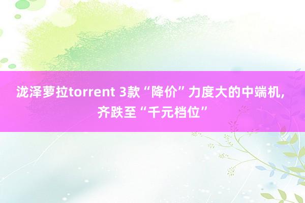 泷泽萝拉torrent 3款“降价”力度大的中端机, 齐跌至“千元档位”